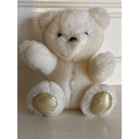 Vintage 1988 Dakin Plush Bear With Gold Accented Feet 100% Polyester For Ages 3+ - Picture 1 of 6